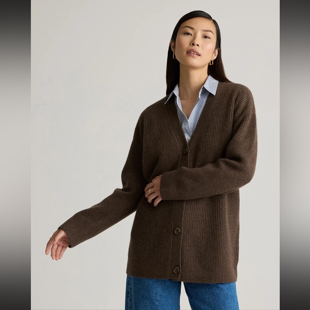 Quince XL Mongolian Cashmere Oversized Boyfriend Cardigan Sweater - Picture 2 of 6